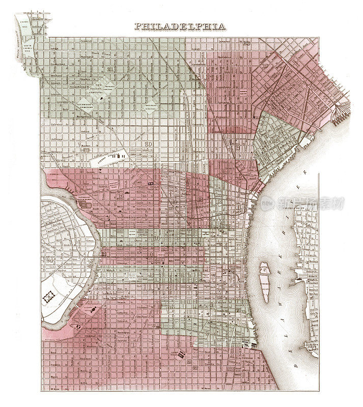 美国费城城市地图，1863年