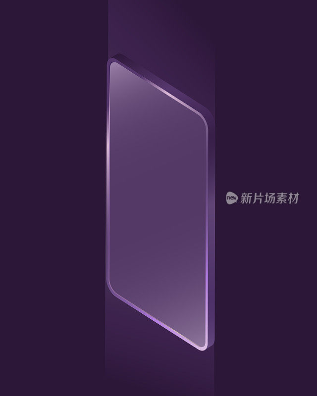 3D霓虹模型手机的HUD风格。等距矢量插图移动电话。展示手机的紫色
