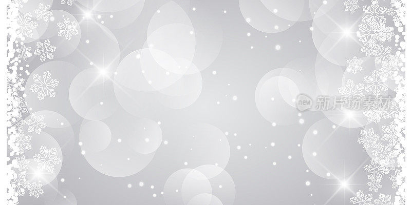 银色圣诞横幅设计与雪花