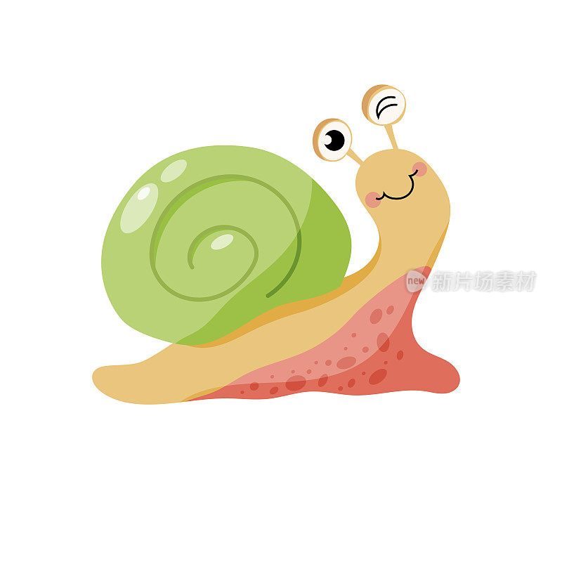 彩色卡通蜗牛孤立在白色。