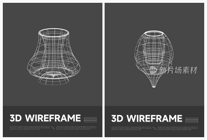 抽象黑白三维几何结构线形海报矢量背景集合