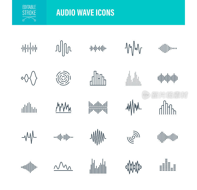 音频波图标可编辑的笔触