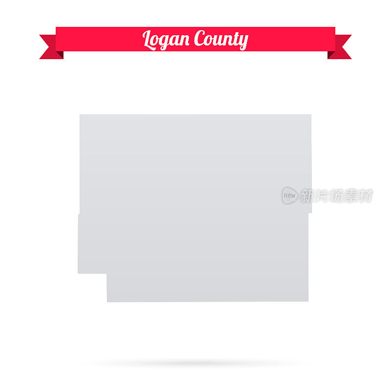 科罗拉多州洛根县。白底红旗地图