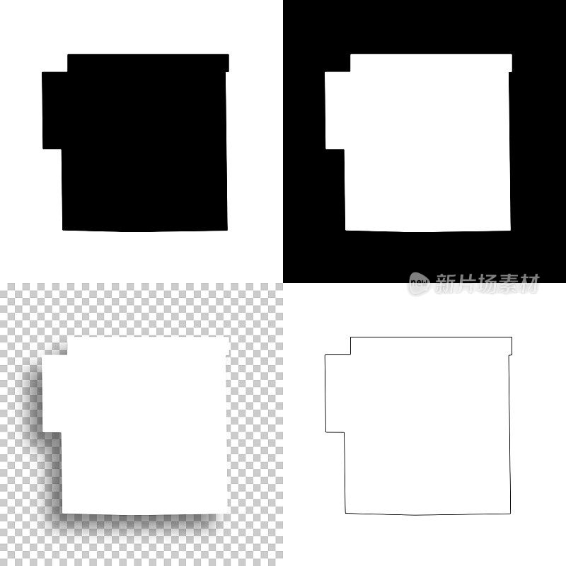 邦德县，伊利诺伊州。设计地图。空白，白色和黑色背景