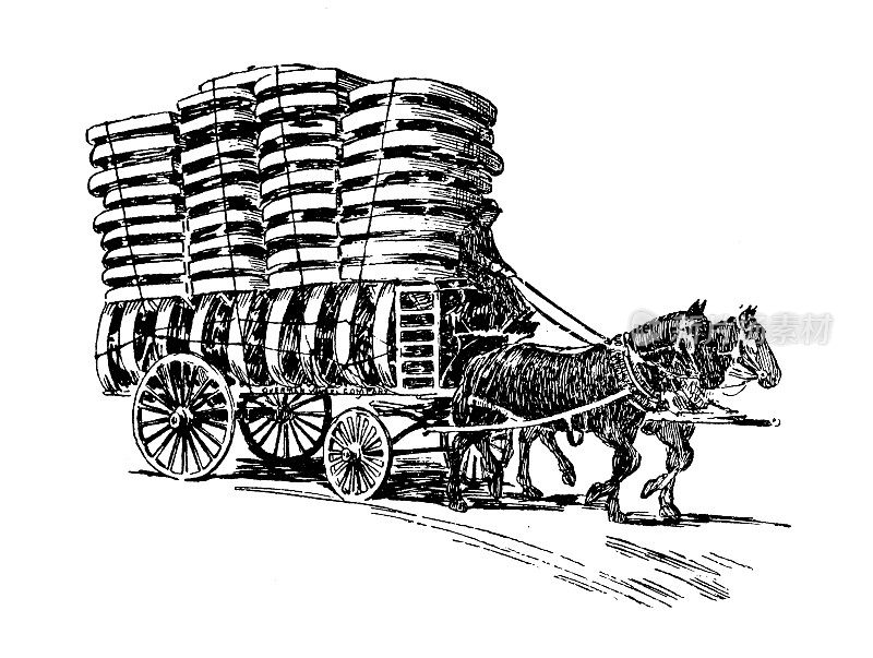 汉普顿县，马萨诸塞州的古董图像:车轮推车