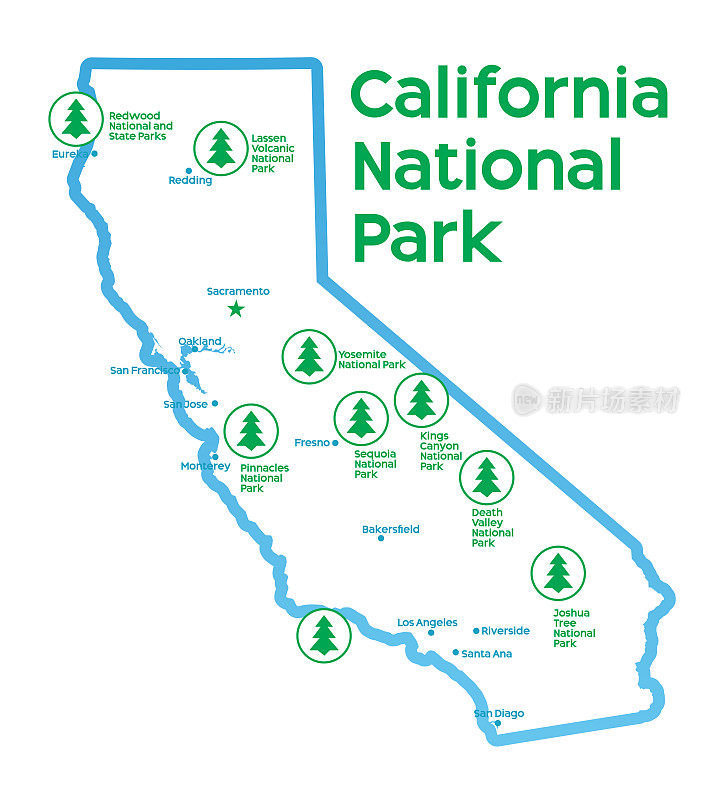 加州国家公园地图
