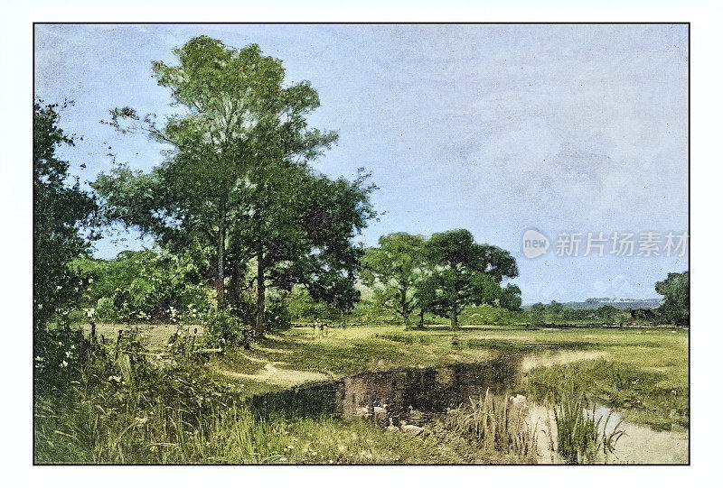 古董绘画照片:风景