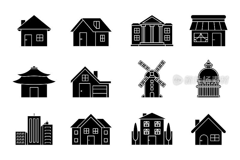 房屋和建筑图标集。