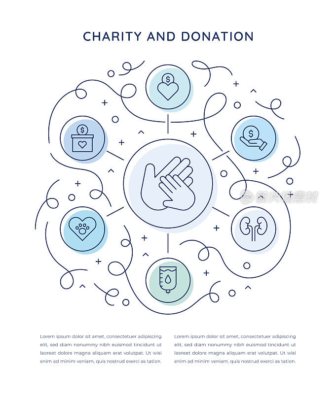 慈善和捐赠六步信息图表模板