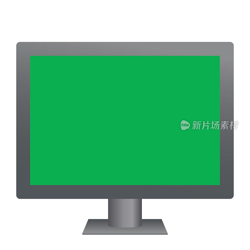 计算机模型与绿色屏幕上的透明背景