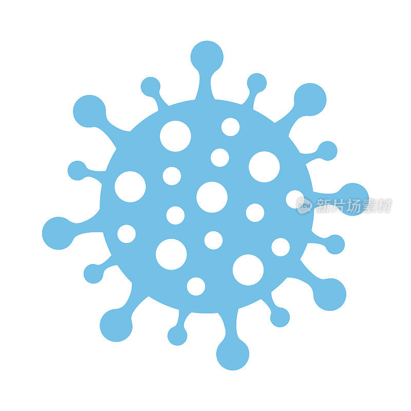 蓝色COVID-19病毒的矢量图标说明