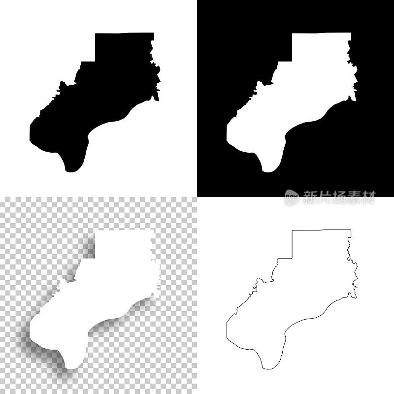 斯宾塞县，印第安纳州。设计地图。空白，白色和黑色背景