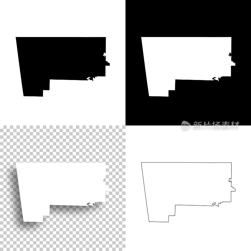 阿肯色州本顿县。设计地图。空白，白色和黑色背景