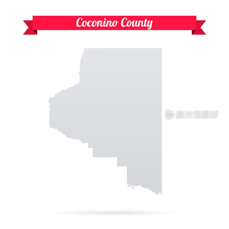 亚利桑那州科科尼诺县。白底红旗地图