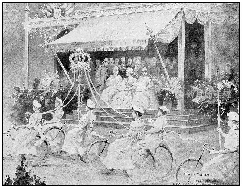 英国杂志的古董图片:荷兰女王威廉敏娜的加冕礼