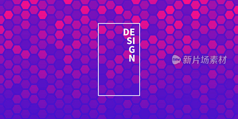 抽象几何背景-六角形马赛克与粉红色的梯度