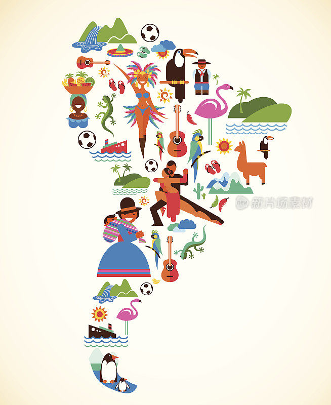 南美洲爱-概念插图与矢量图标