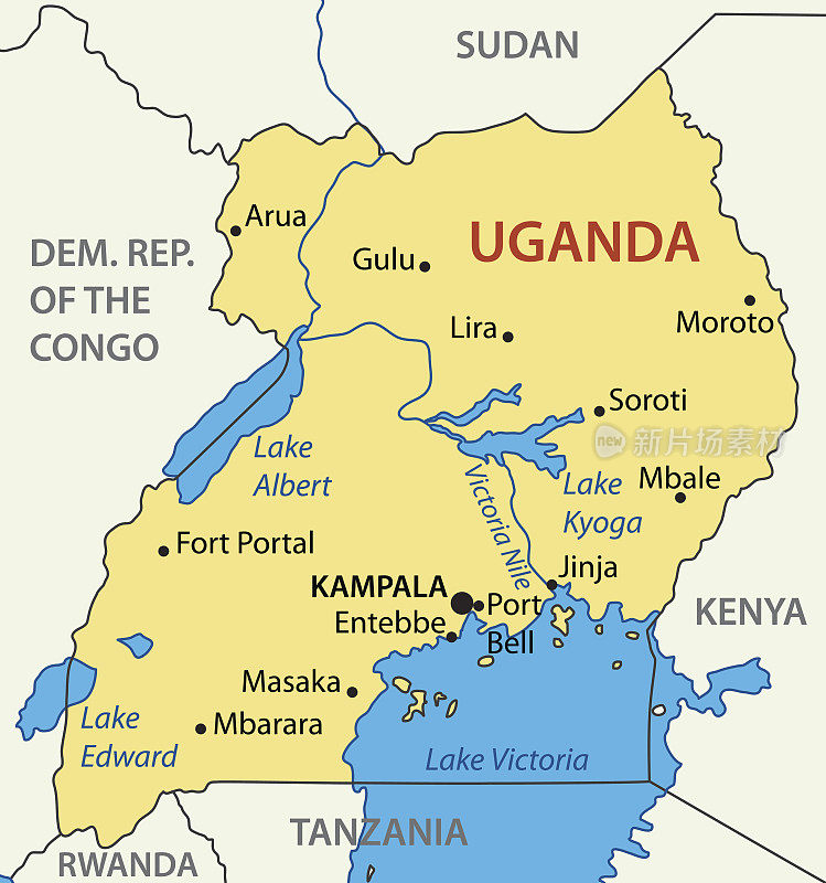 乌干达共和国-矢量地图