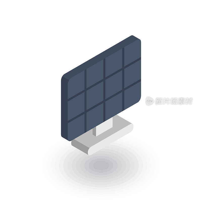 太阳能电池板，替代太阳能等距平面图标。三维向量