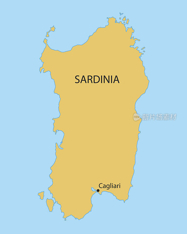 撒丁岛的黄色地图