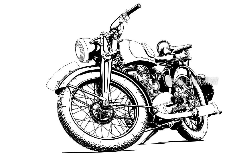 旧摩托车插图