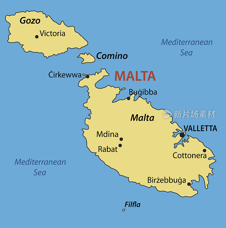 马耳他共和国-矢量地图