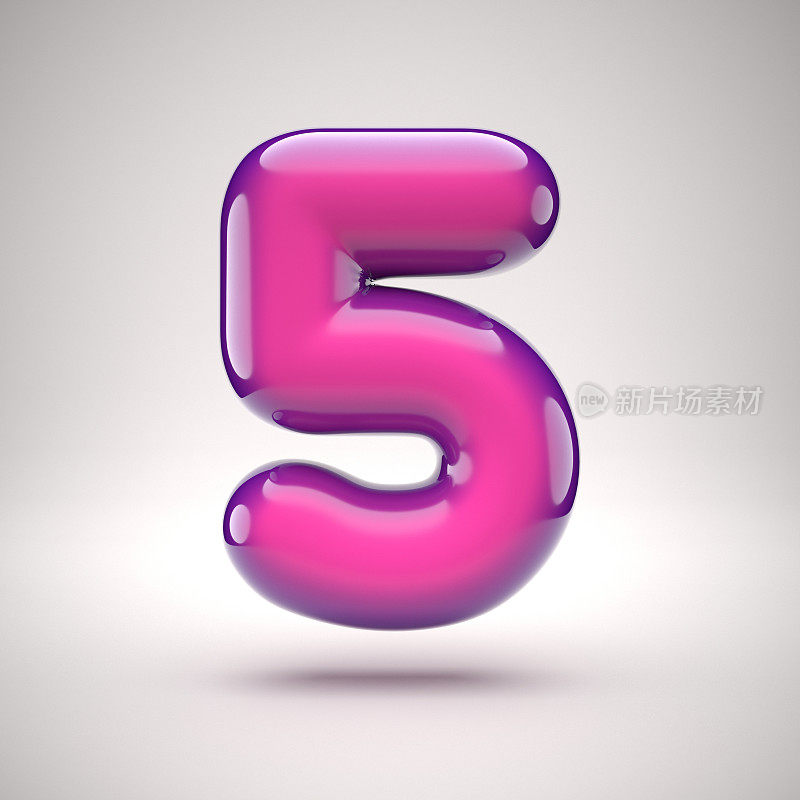 圆形粉色光滑字体3d渲染数字5