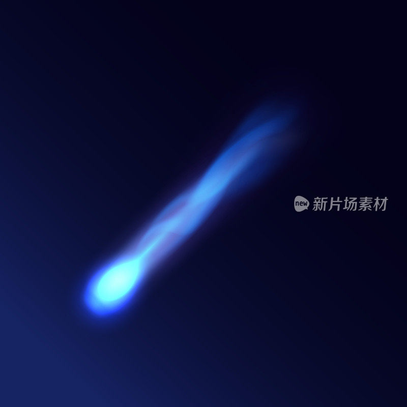 逼真详细的3d陨石彗星蓝光效果。向量