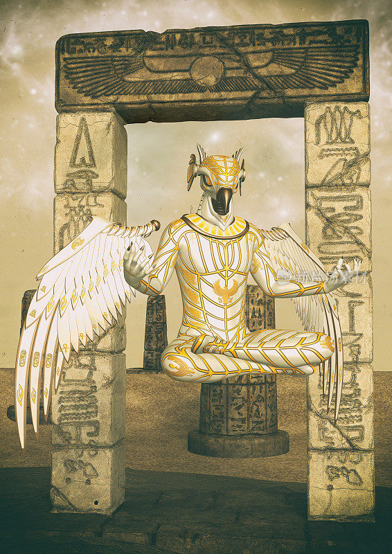 埃及神的幻想肖像。