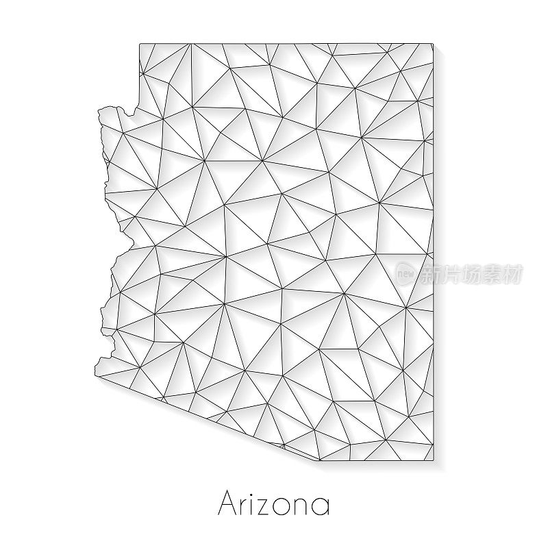 亚利桑那州地图连接-网络网格上的白色背景