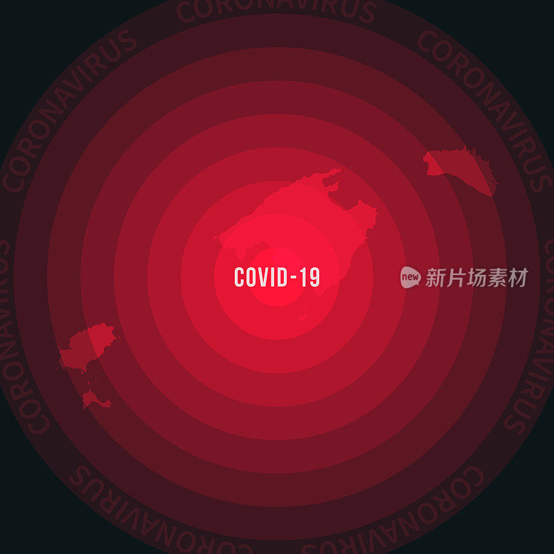 巴利阿里群岛COVID-19传播地图。冠状病毒爆发
