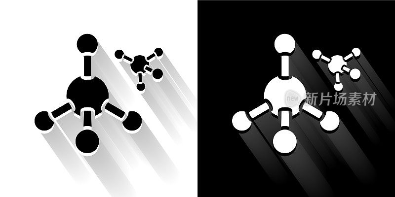 汽油分子黑白长影图标