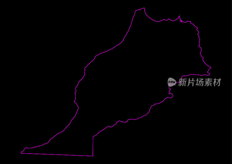 摩洛哥黑色背景的霓虹地图