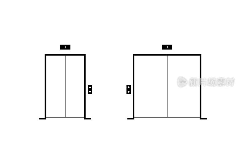 举起大的和小的。电梯，孤立的白色背景。电梯在平面线性设计。电梯矢量图标。矢量图