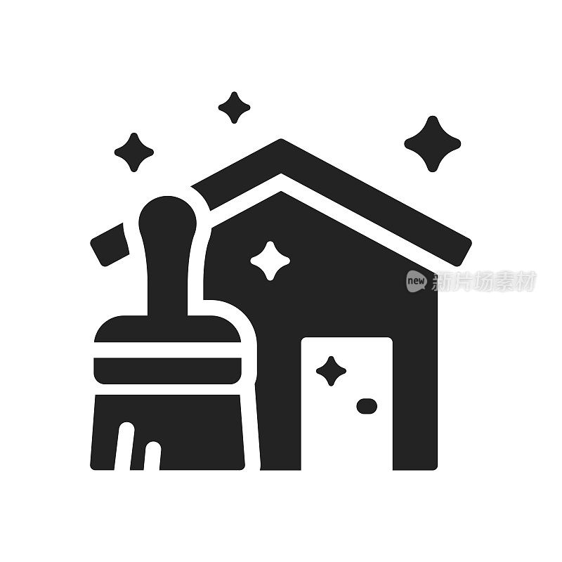 房子清洁图标，矢量符号插图。