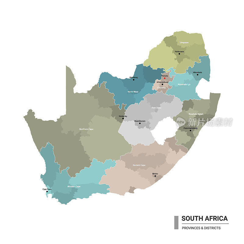 南非高细分详细地图。