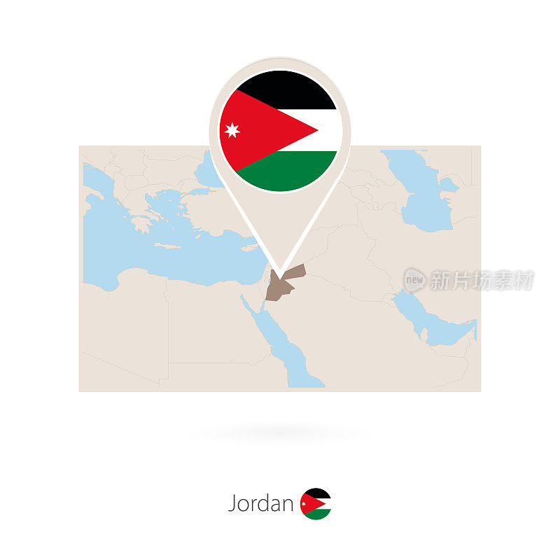 矩形约旦地图与大头针约旦图标