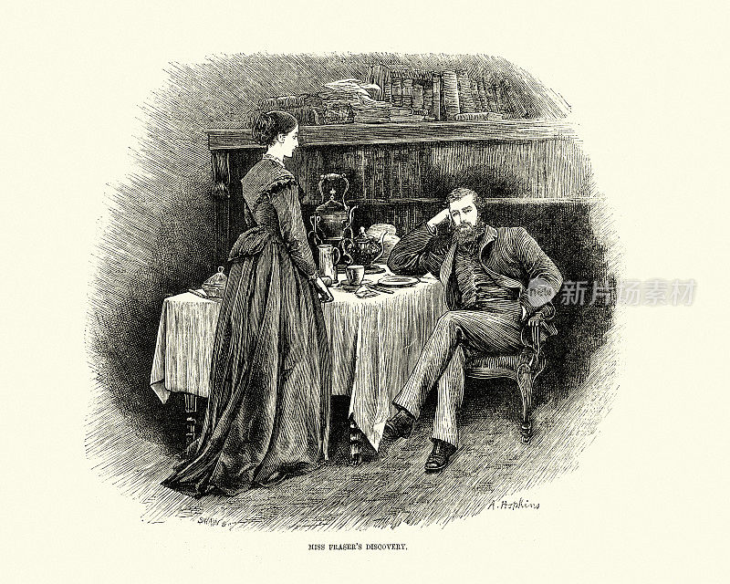 十九世纪七十年代，维多利亚时代的一个女人在给一个无聊的男人泡茶