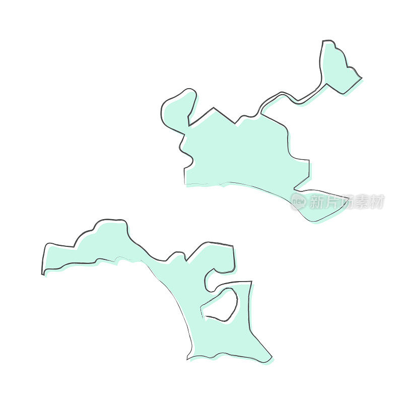 Akrotiri和Dhekelia的地图手绘在白色的背景-时尚的设计