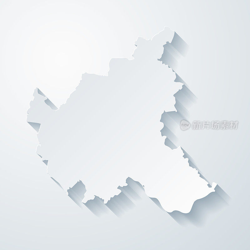 汉堡地图与剪纸效果空白背景