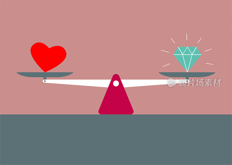 矢量画出平衡的天平,爱情的天平。