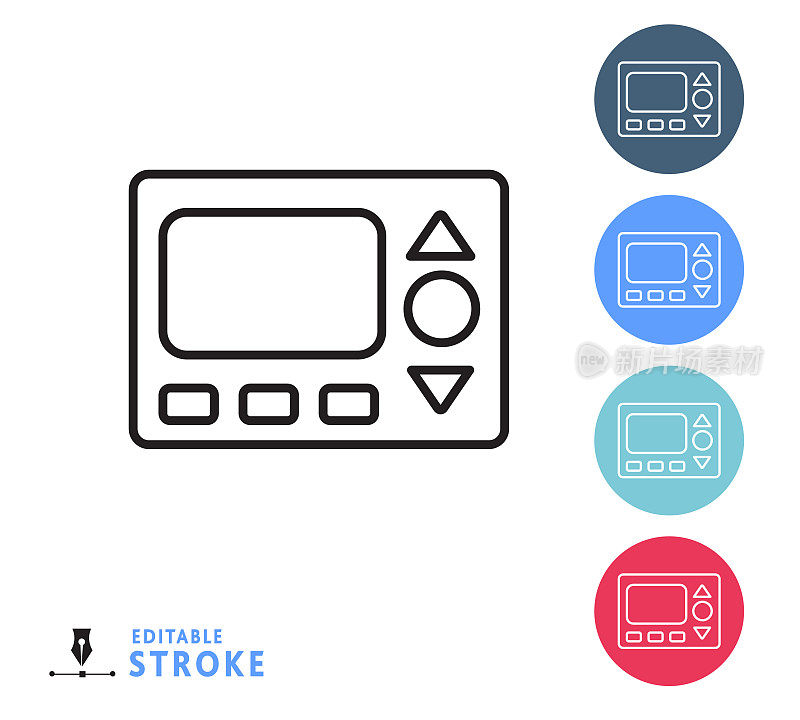 家用效率温控器细线图标设置-可编辑的行程