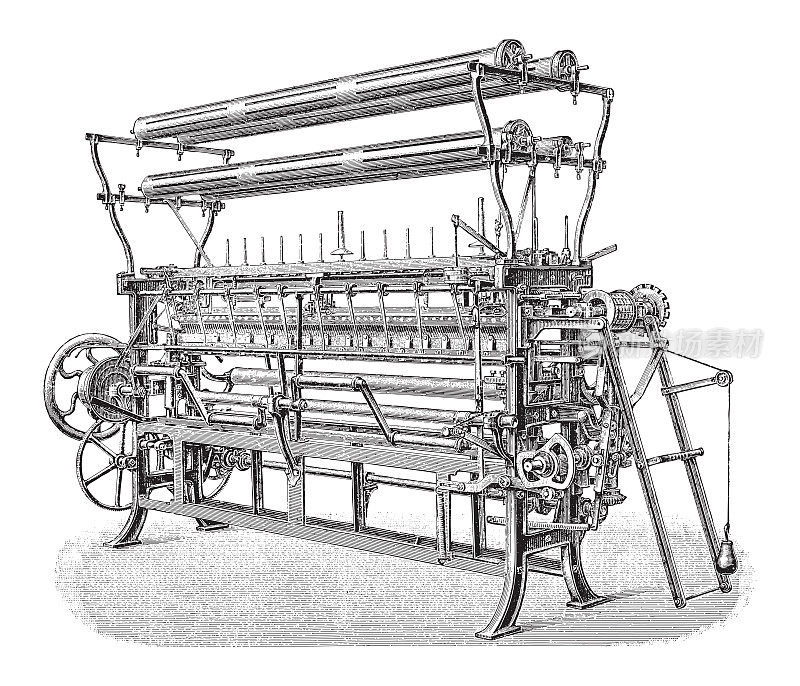 老式针织织机-老式雕刻插图