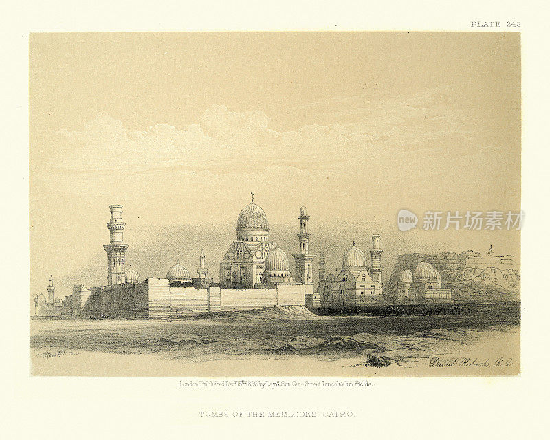 Memlooks的坟墓，埃及开罗，维多利亚19世纪，大卫罗伯茨