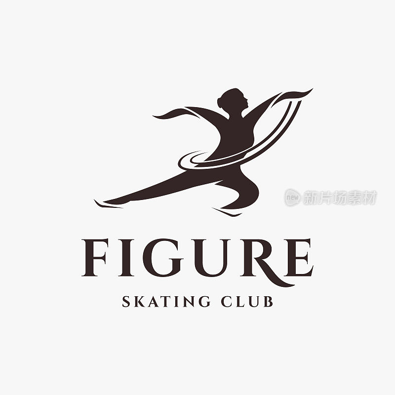 女子花样滑冰标志向量在白色背景
