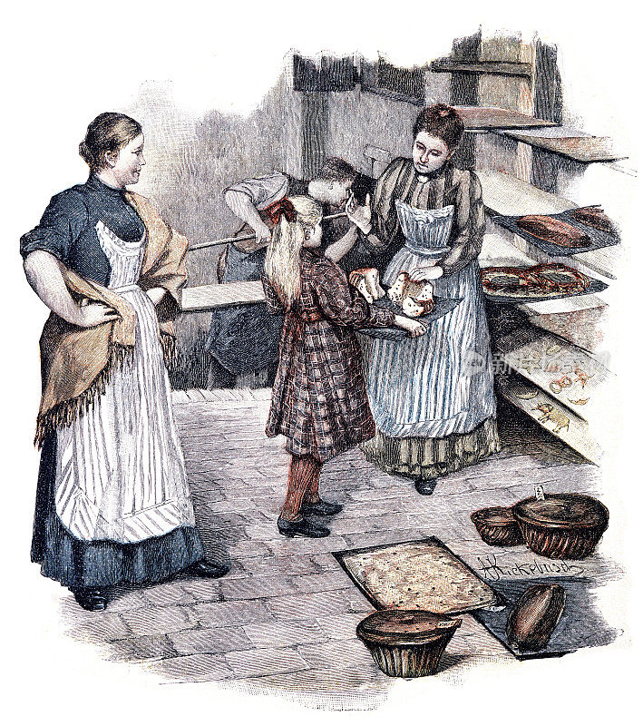 妇女和儿童烤圣诞饼干，检查结果