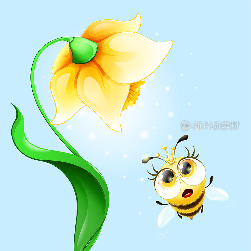 蜜蜂女王可爱的卡通配花