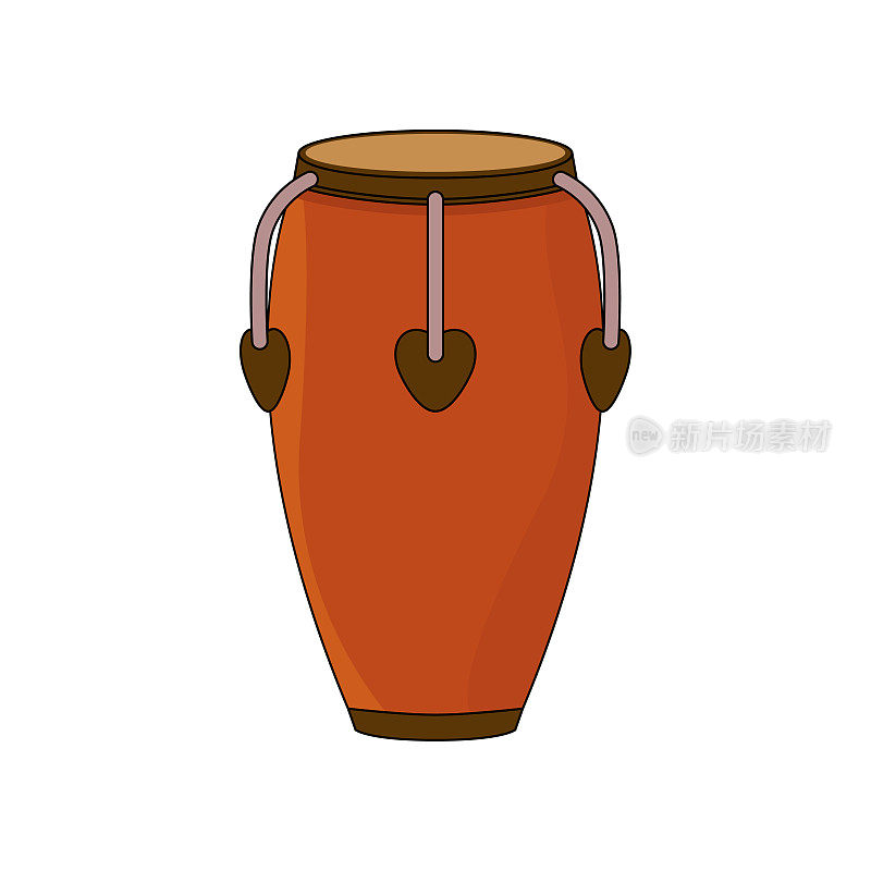 康加非洲手鼓乐器设计矢量平孤立的插图