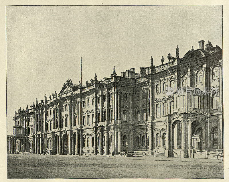 冬宫，圣彼得堡，俄罗斯，1890年代，维多利亚，19世纪，古董照片