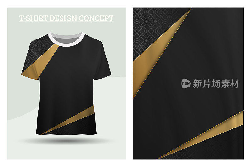 金色条纹黑色抽象衬衫设计概念